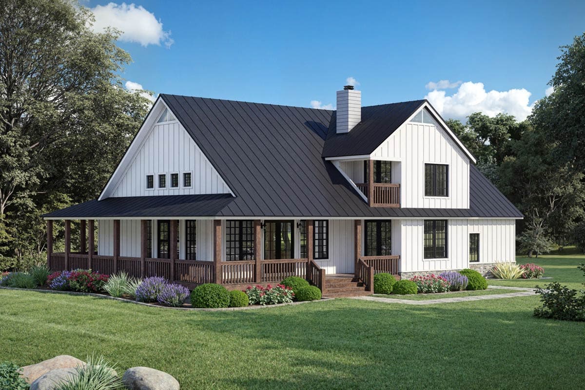 Plan 680679VR: Spacious Farmhouse House Plan with 4 Bedrooms and Wraparound Porch - Image #4 - Country, Farmhouse