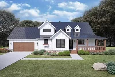 Spacious Farmhouse House Plan with 4 Bedrooms and Wraparound Porch