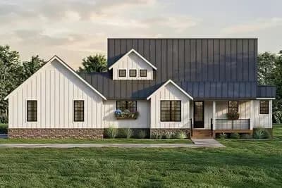 Country Farmhouse House Plan with Main Level Master and Bonus Room