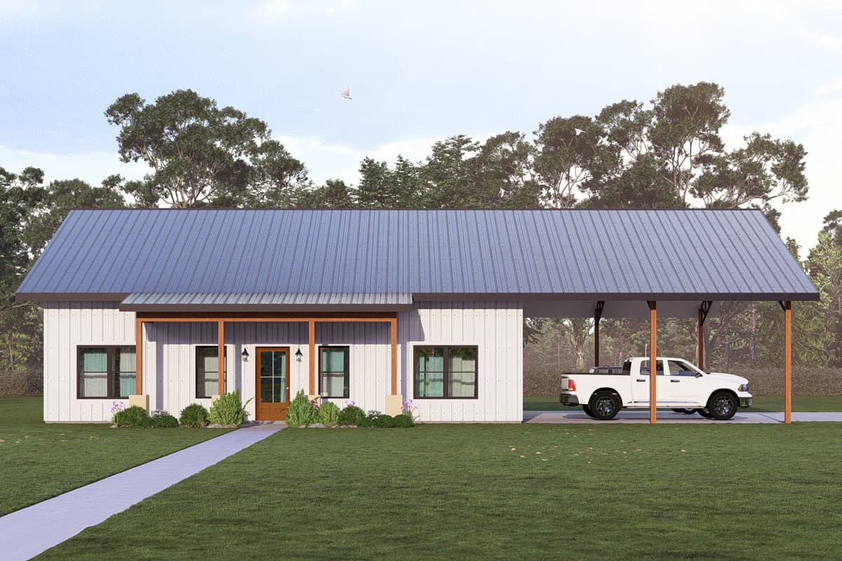 Plan image - 405162FDC:Modern Barndominium House Plan with 3 Bedrooms and 2-Car Carport