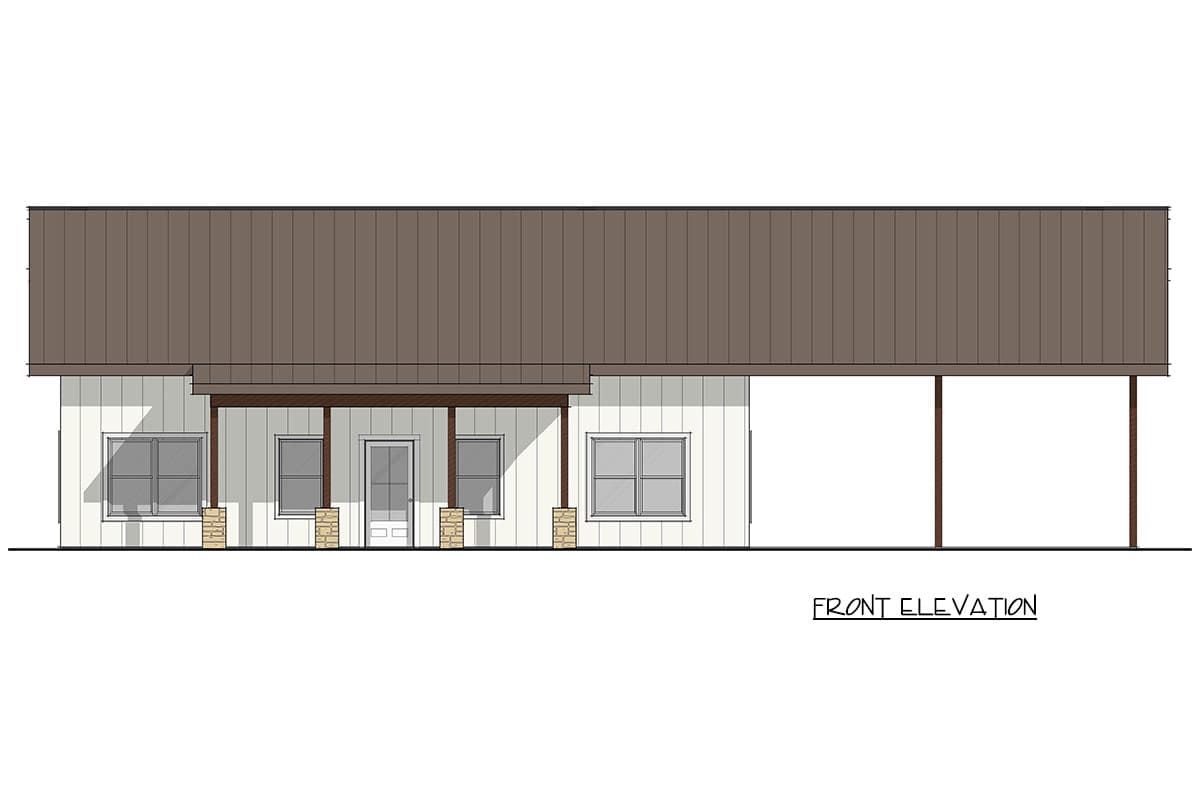 Plan 405162FDC: Modern Barndominium House Plan with 3 Bedrooms and 2-Car Carport - Image #4 - Barndominium