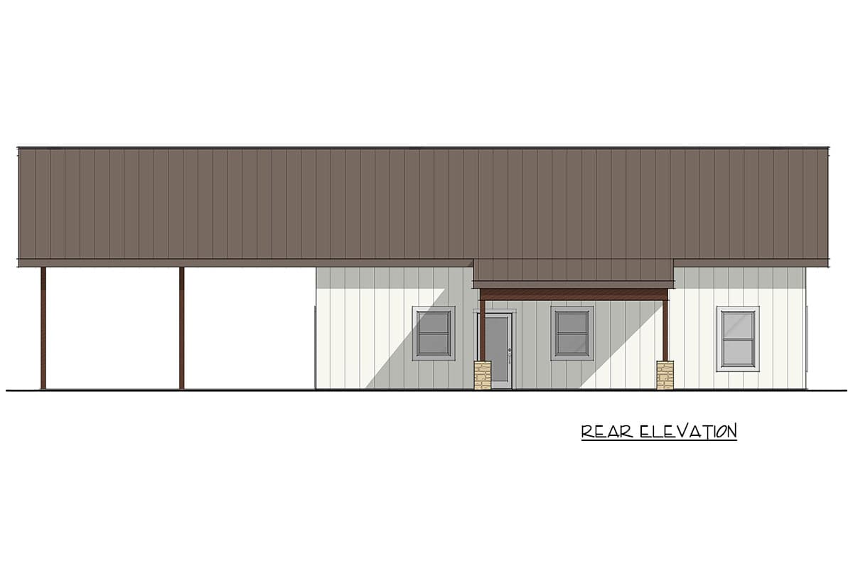 Plan 405162FDC: Modern Barndominium House Plan with 3 Bedrooms and 2-Car Carport - Image #6 - Barndominium
