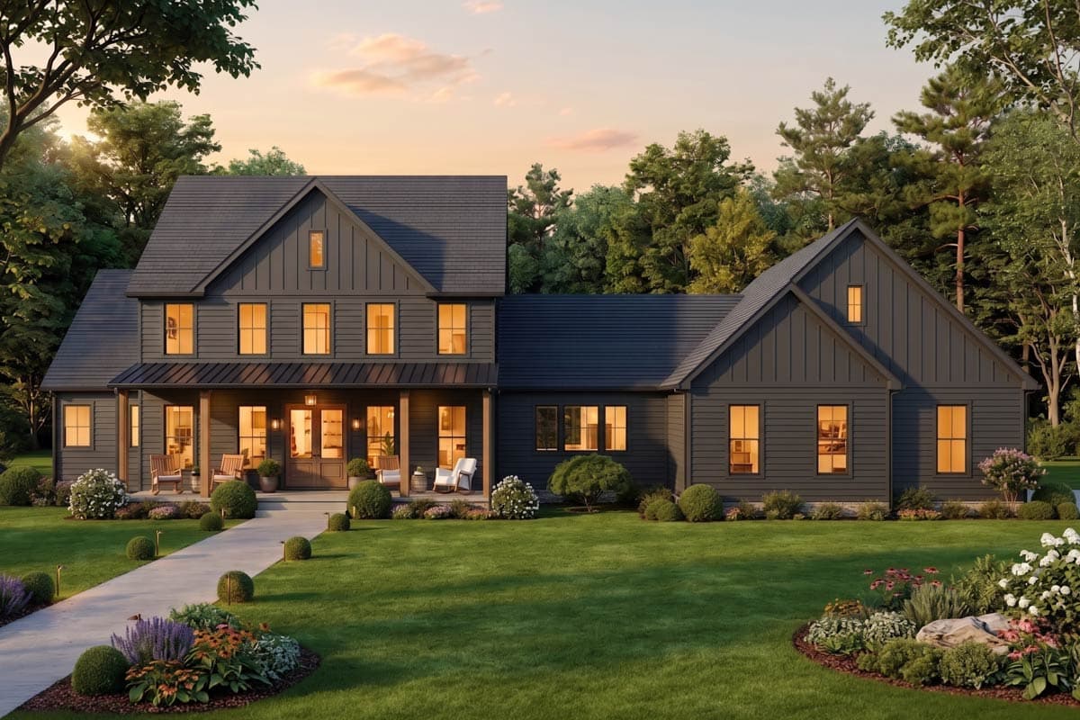 Plan 911034JVD: Spacious Modern Farmhouse House Plan with 4 Beds, Home Office, and 3-Car Garage - Image #3 - Country, Craftsman, Farmhouse, Modern Farmhouse, Southern