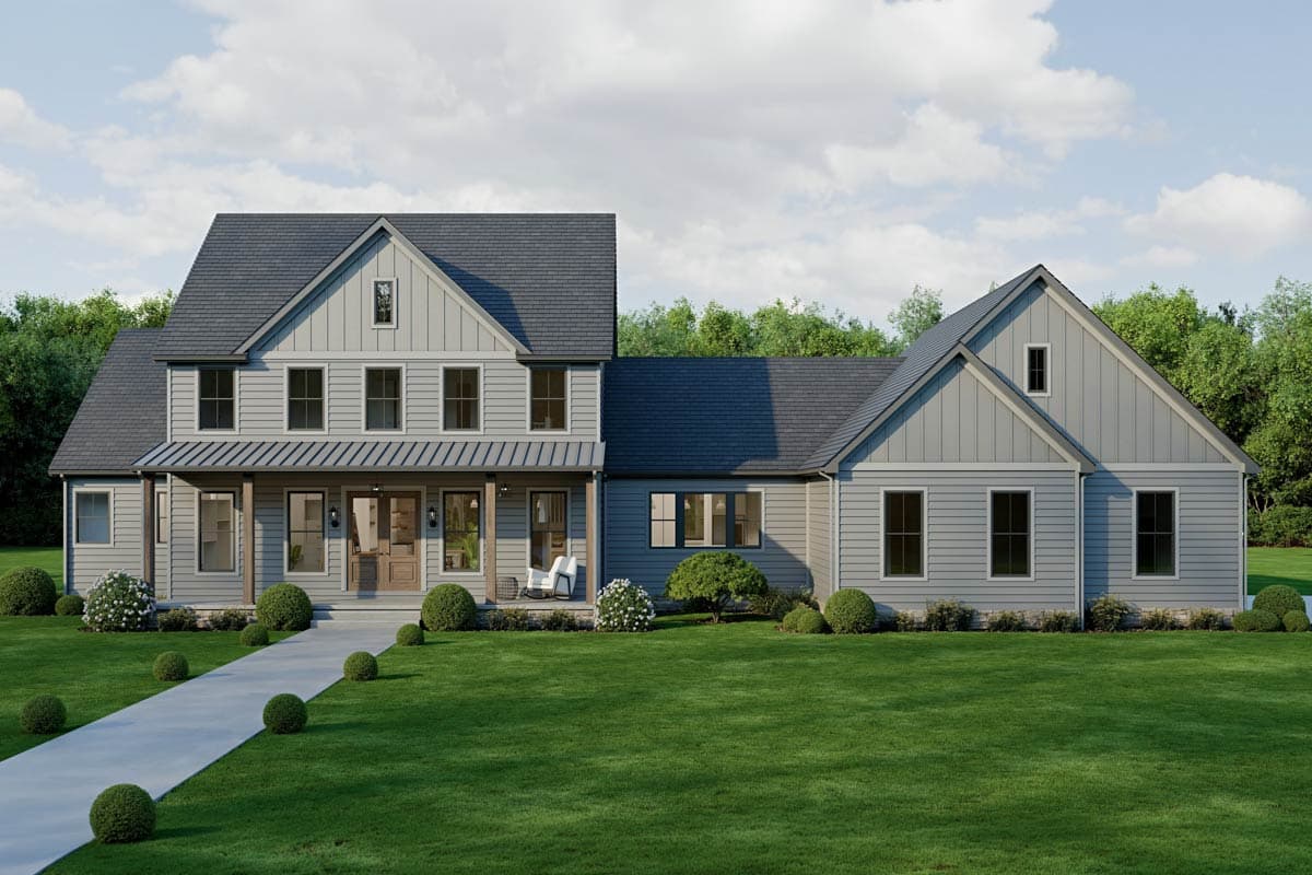 Plan 911034JVD: Spacious Modern Farmhouse House Plan with 4 Beds, Home Office, and 3-Car Garage - Image #4 - Country, Craftsman, Farmhouse, Modern Farmhouse, Southern