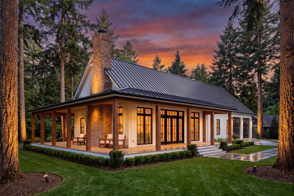 Plan 52043HZ: Modern Barndominium House Plan with Wraparound Porch and Vaulted Great Room - Image #7 - Barndominium, Country, Farmhouse, Southern