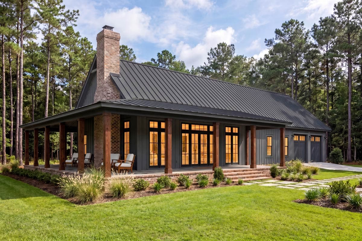 Plan 52043HZ: Modern Barndominium House Plan with Wraparound Porch and Vaulted Great Room - Image #5 - Barndominium, Country, Farmhouse, Southern