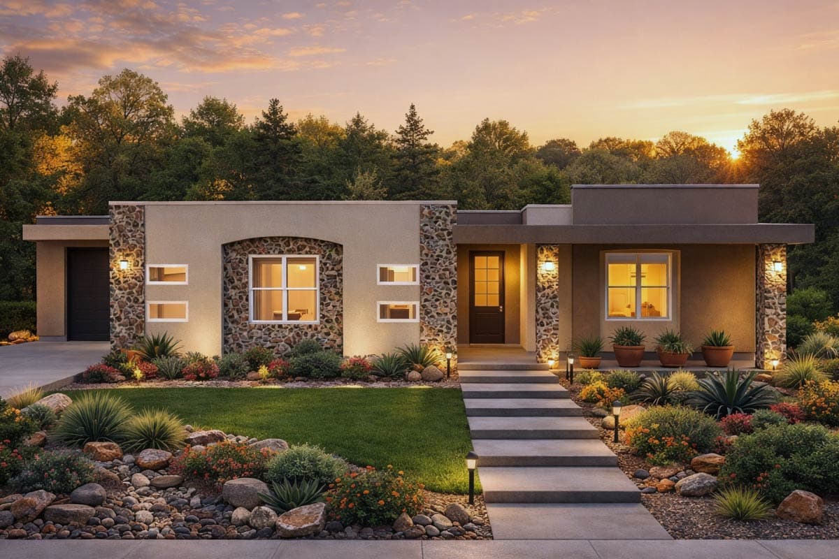 Plan image - 506061BRY:Modern Southwest House Plan with 3-Car Garage and Flex Room