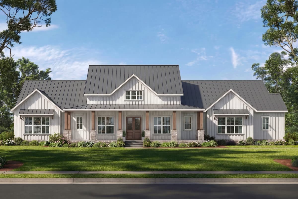 Plan image - 810062RBT:Modern Farmhouse House Plan with 3 Beds and Vaulted Great Room