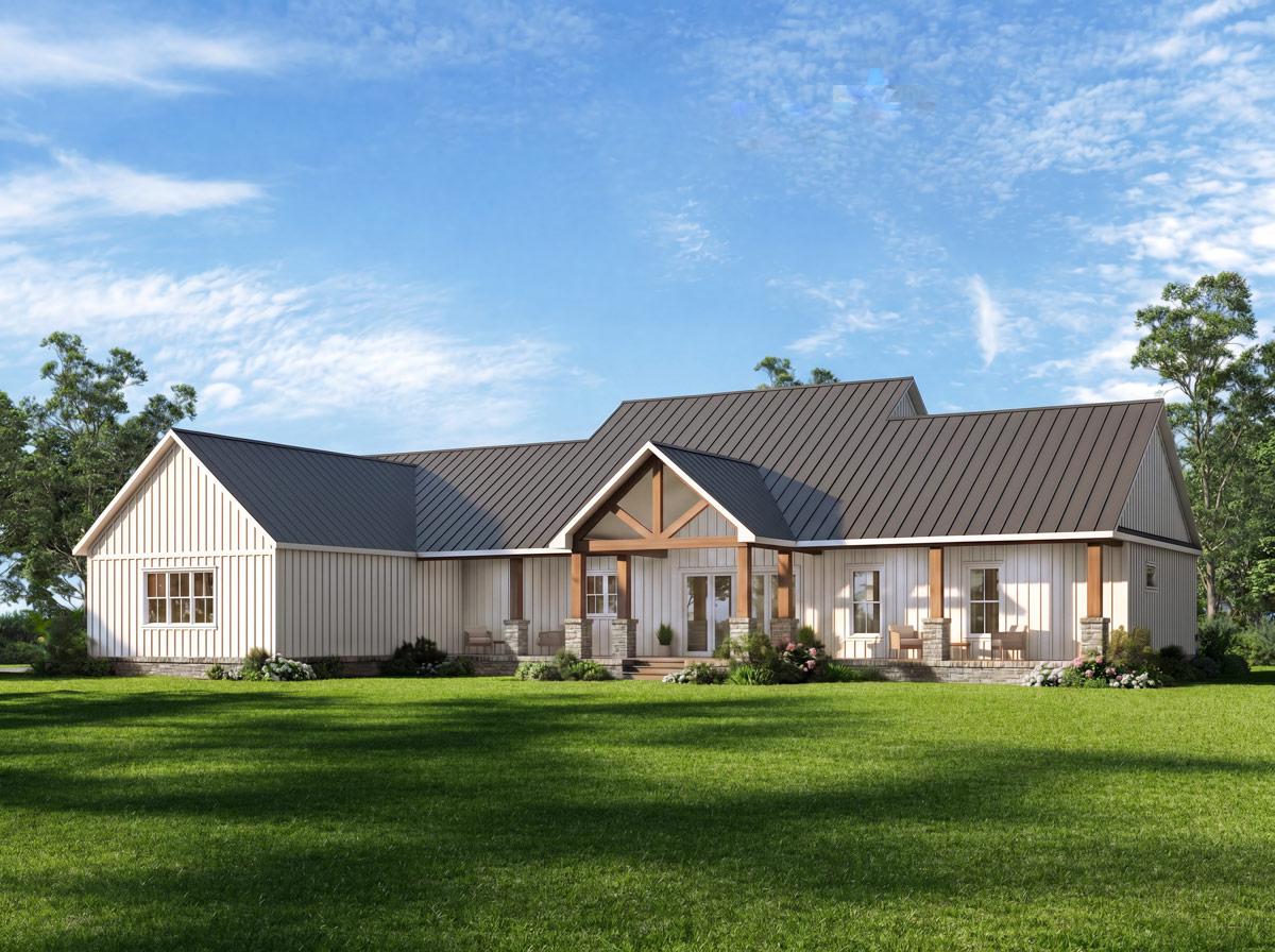 Plan 810062RBT: Modern Farmhouse House Plan with 3 Beds and Vaulted Great Room - Image #3 - Country, Farmhouse, Modern Farmhouse, New American, Traditional