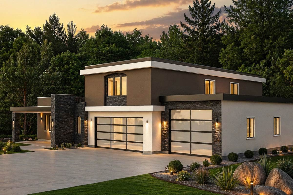 Plan 506062BRY: Contemporary Modern House Plan with 4 Bedrooms and Large Garage - Image #4 - Contemporary, Modern