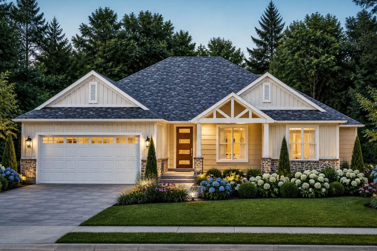 Plan image - 506063BRY:Craftsman Ranch House Plan with Flexible Office and Covered Porch