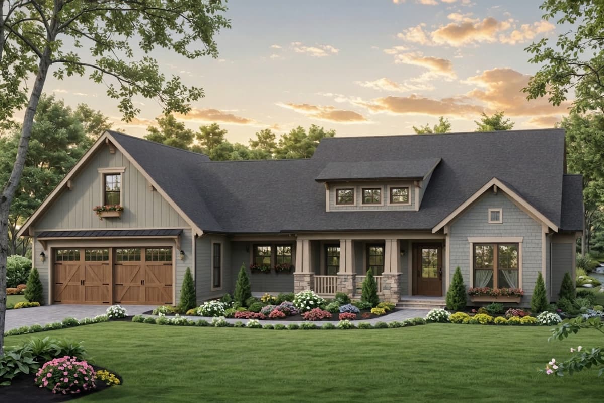 Plan image - 51383MM:Charming 3-Bedroom Craftsman Farmhouse House Plan with Split Layout