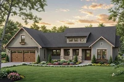 Charming 3-Bedroom Craftsman Farmhouse House Plan with Split Layout