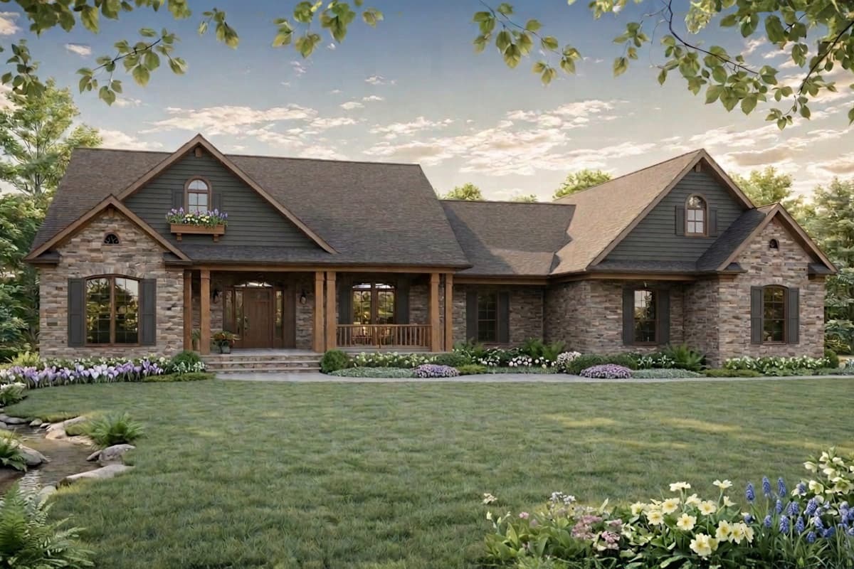 Plan image - 51386MM:Country Ranch House Plan with 3 Beds, 2-Car Garage, and Bonus
