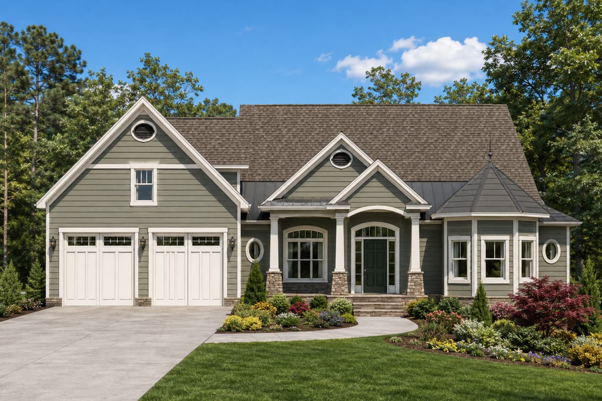Plan image - 849097PGE:Elegant New American House Plan with Main Level Master and Bonus Room
