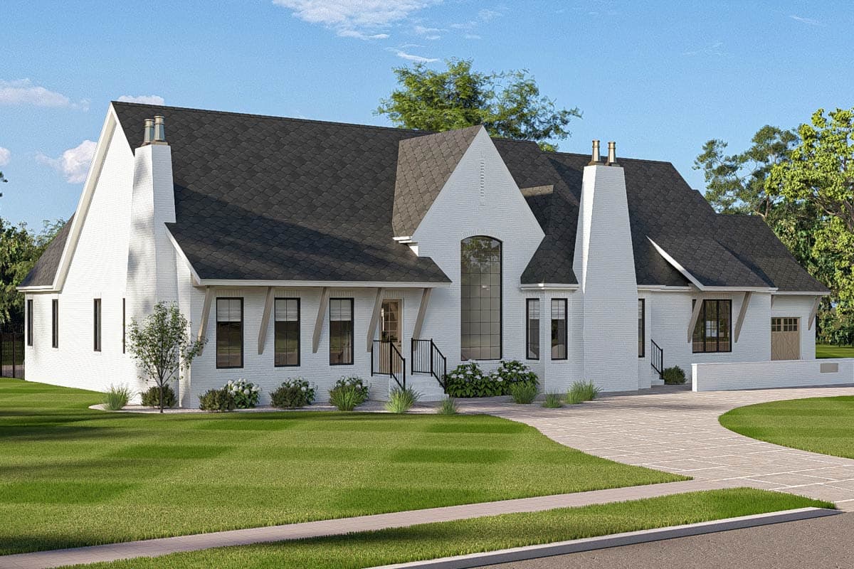 Plan 623641DJ: Grand Modern European House Plan with 3 Bedrooms and 5-Car Garage - Image #5 - European, Modern, Transitional