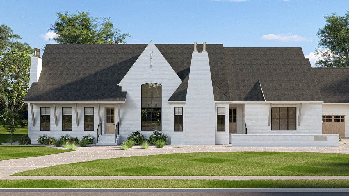 Plan 623641DJ: Grand Modern European House Plan with 3 Bedrooms and 5-Car Garage - Image #4 - European, Modern, Transitional