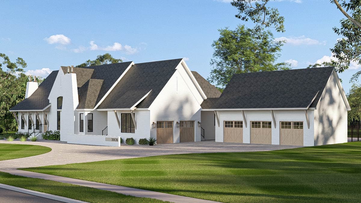Plan 623641DJ: Grand Modern European House Plan with 3 Bedrooms and 5-Car Garage - Image #10 - European, Modern, Transitional