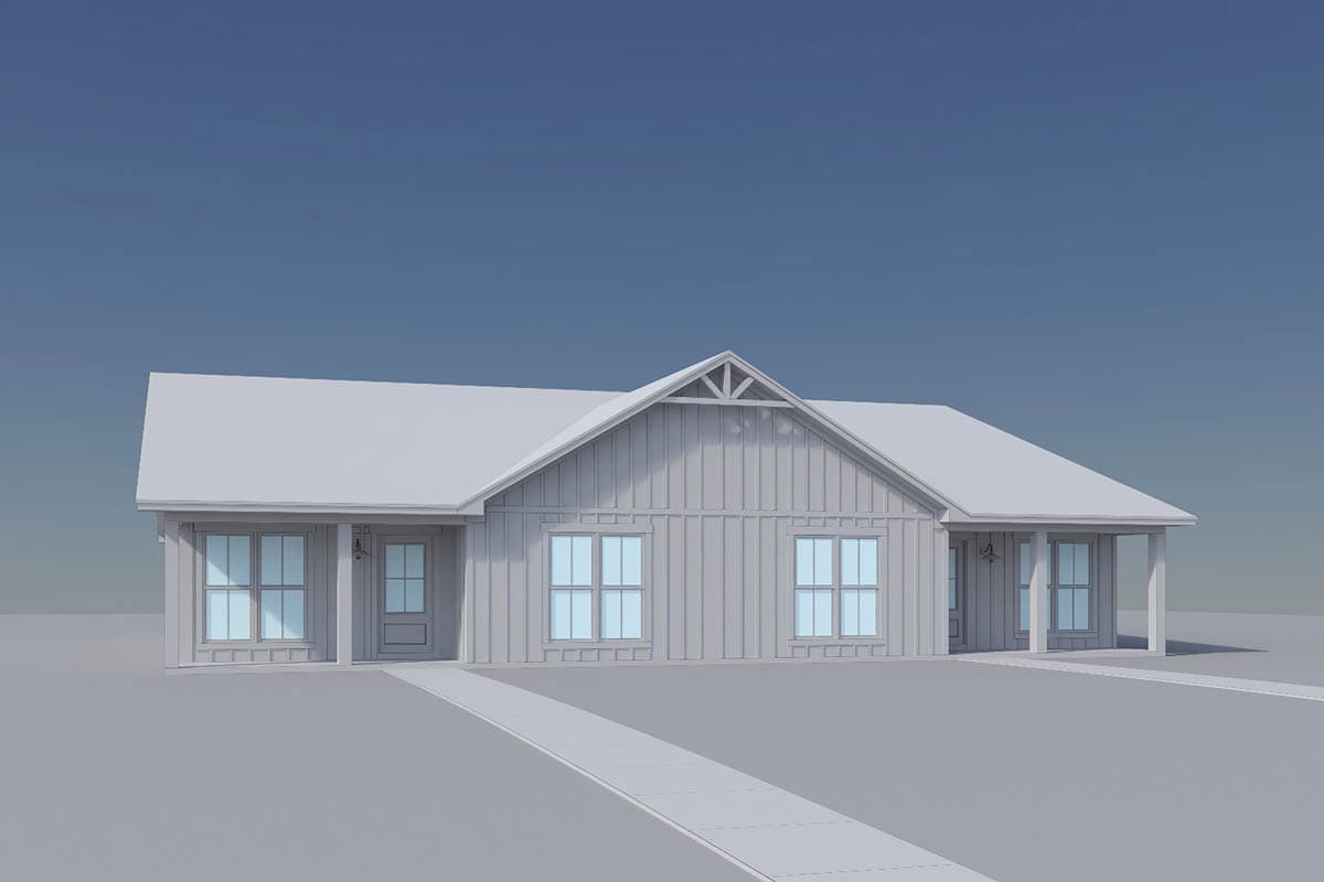 Plan 52044HZ: Country Craftsman Duplex with 4-Bed, 3-Bath Units Under 1600 Square Feet  - Image #6 - Country, Craftsman, Modern Farmhouse, New American, Traditional