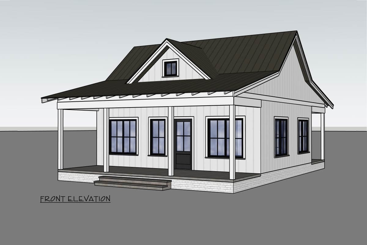 Plan 470319REY: Cozy 1-Bedroom Cabin House Plan with Front Porch and Main Level Master Suite - Image #5 - Cabin, Cottage, Country, Farmhouse