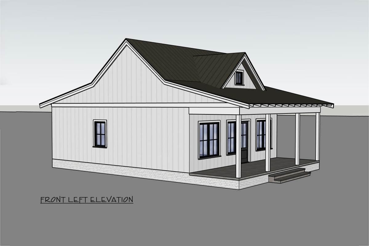 Plan 470319REY: Cozy 1-Bedroom Cabin House Plan with Front Porch and Main Level Master Suite - Image #6 - Cabin, Cottage, Country, Farmhouse
