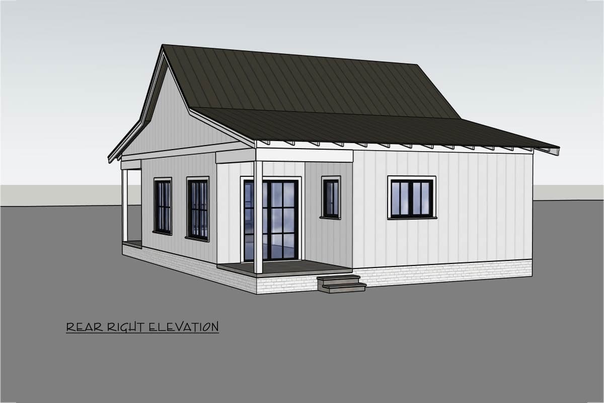Plan 470319REY: Cozy 1-Bedroom Cabin House Plan with Front Porch and Main Level Master Suite - Image #7 - Cabin, Cottage, Country, Farmhouse