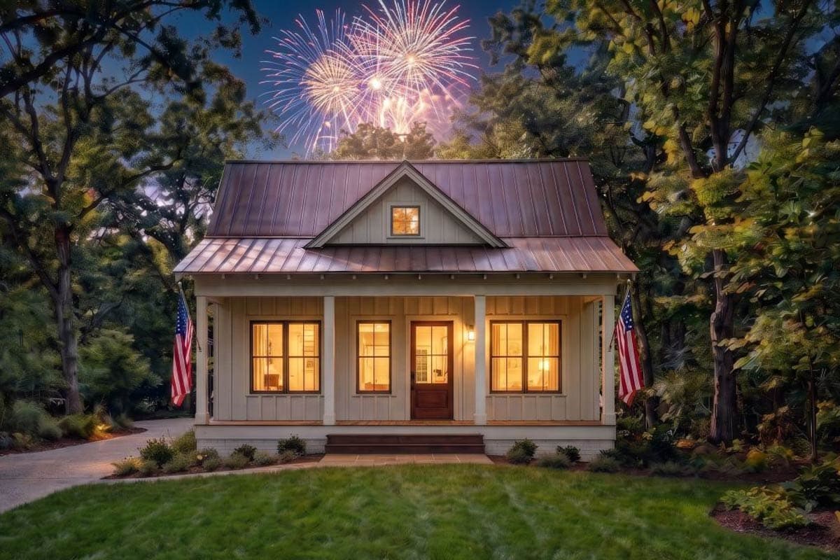 Plan image - 470319REY:Cozy 1-Bedroom Cabin House Plan with Front Porch and Main Level Master Suite