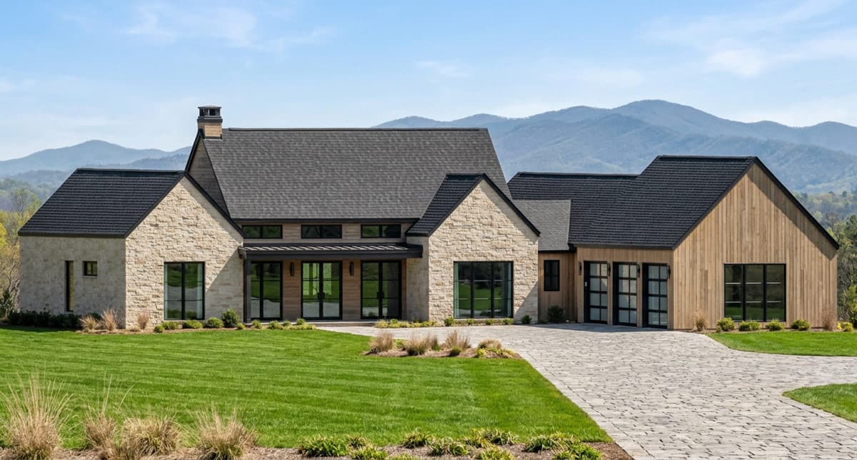 Plan 818206JSS: Contemporary Transitional House Plan with Split Bedrooms and 3-Car Garage - Image #3 - Contemporary, Modern, Modern Farmhouse, Scandinavian, Transitional