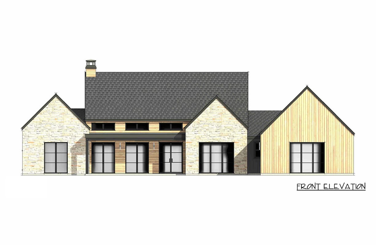 Plan 818206JSS: Contemporary Transitional House Plan with Split Bedrooms and 3-Car Garage - Image #6 - Contemporary, Modern, Modern Farmhouse, Scandinavian, Transitional
