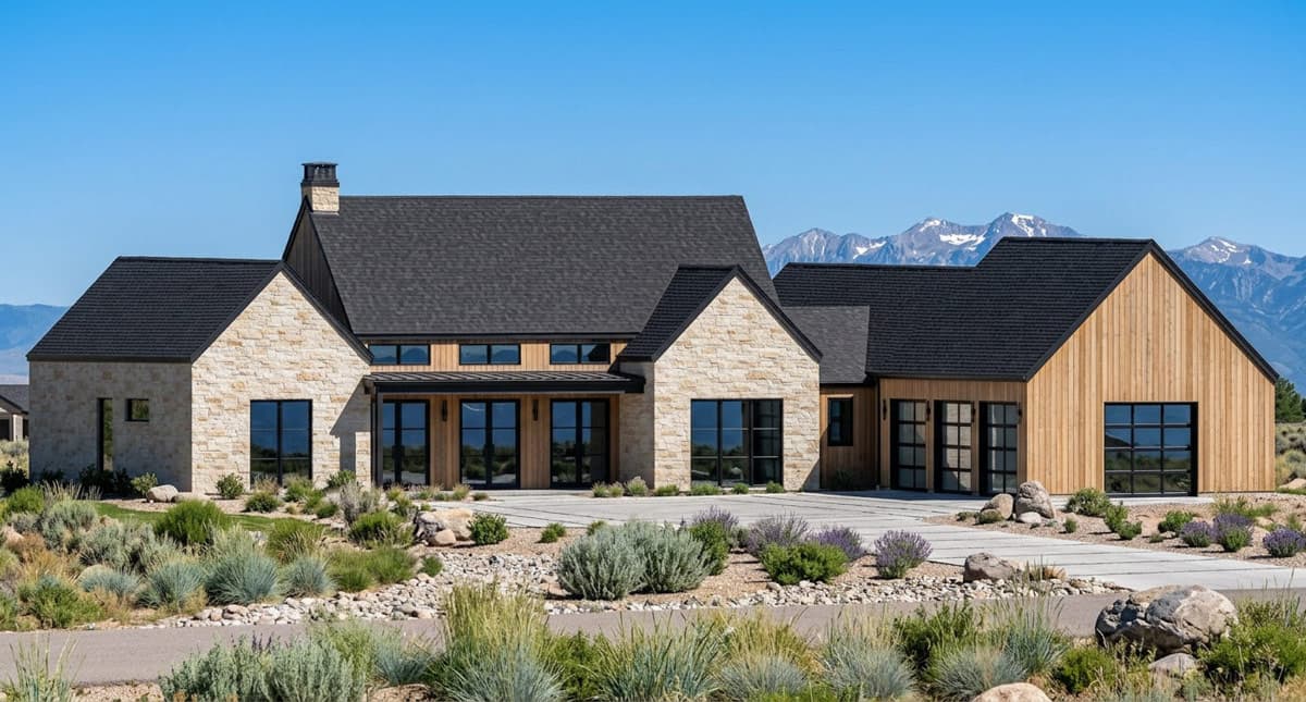 Plan 818206JSS: Contemporary Transitional House Plan with Split Bedrooms and 3-Car Garage - Image #4 - Contemporary, Modern, Modern Farmhouse, Scandinavian, Transitional