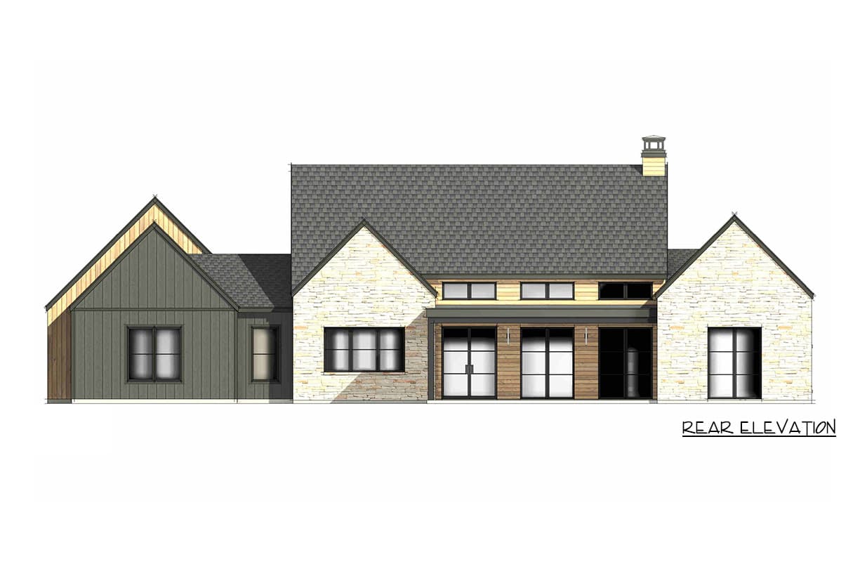 Plan 818206JSS: Contemporary Transitional House Plan with Split Bedrooms and 3-Car Garage - Image #8 - Contemporary, Modern, Modern Farmhouse, Scandinavian, Transitional