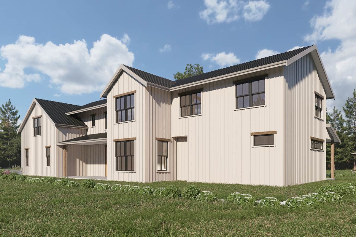 Plan 280265JWD: Modern Barndominium Style House Plan with 4 Bedrooms and 4-Car Garage - Image #2 - Barndominium, Country, Craftsman, Modern Farmhouse, New American
