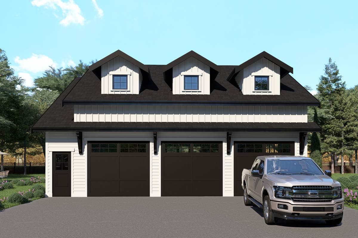 Plan image - 280266JWD:Country Craftsman 3-Car Garage Plan with and Living Space