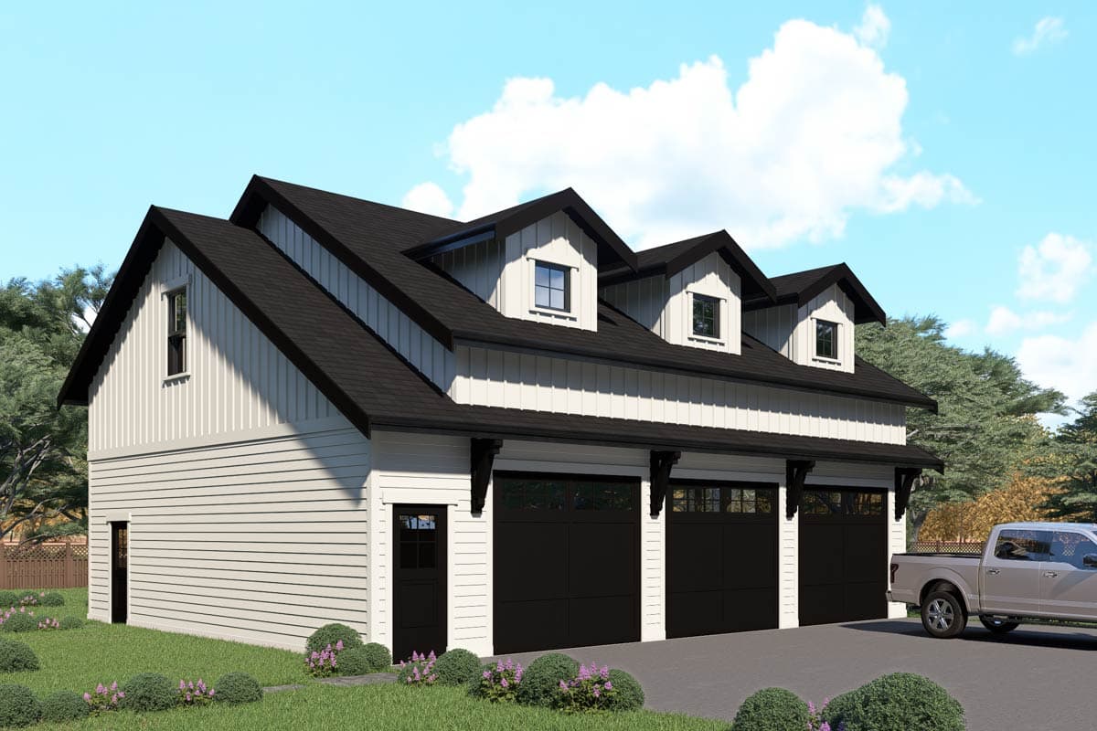 Plan 280266JWD: Country Craftsman 3-Car Garage Plan with and Living Space - Image #4 - Carriage, Country, Craftsman, New American