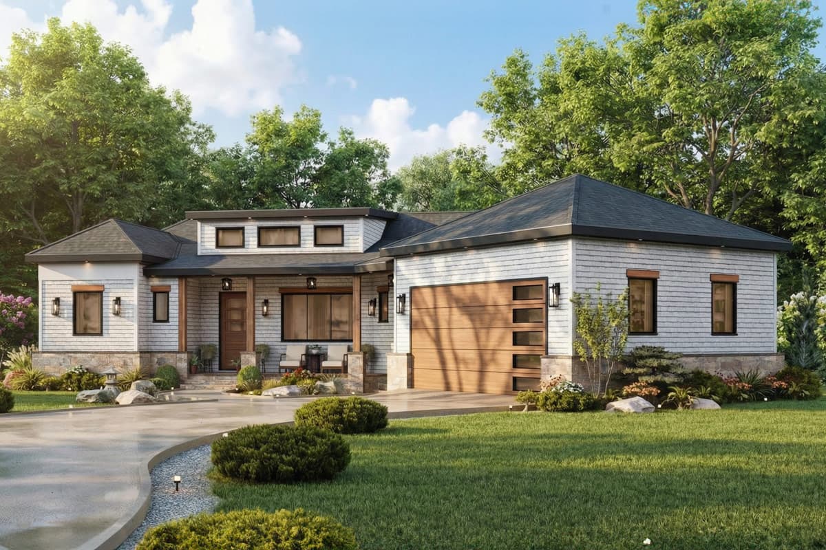 Plan image - 25946GE:Contemporary Craftsman House Plan with 3 Bedrooms and Angled Garage