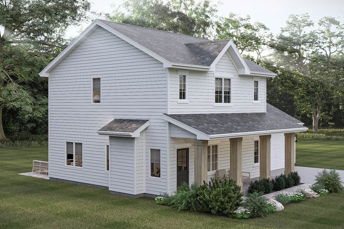 Plan 623644DJ: 3-Bedroom Traditional Farmhouse House Plan with 2-Car Garage - Image #7 - Farmhouse, Traditional