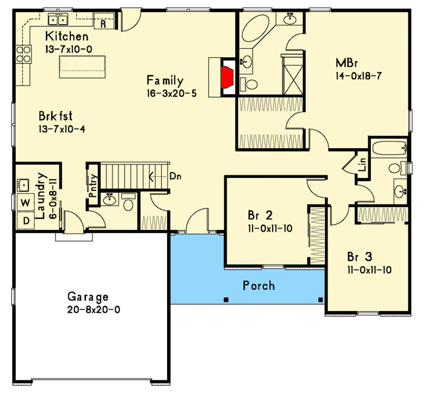 Plan 22200SL: Traditional Ranch House Plan with 3 Bedrooms and Garage - Floor Plan - Image #5 - Ranch, Traditional