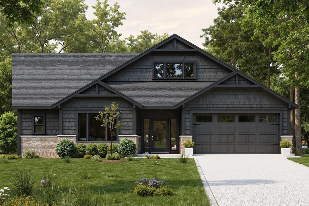 Plan image - 267120SPK:Modern Craftsman Ranch House Plan with 1-2 Bedrooms and Two-Car Garage