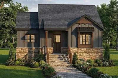 Cottage House Plan with 1 Bedroom and 703 Sq Ft