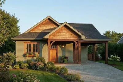 Cozy 1-Bedroom Craftsman Cottage House Plan with Carport