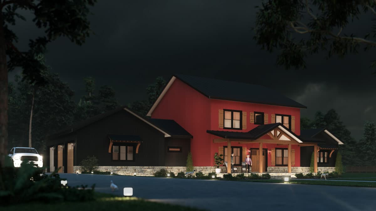 Plan 405163FDC: Modern Barndominium Farmhouse House Plan with 3 Bedrooms and Two-Story Great Room - Image #4 - Barndominium, Farmhouse, New American