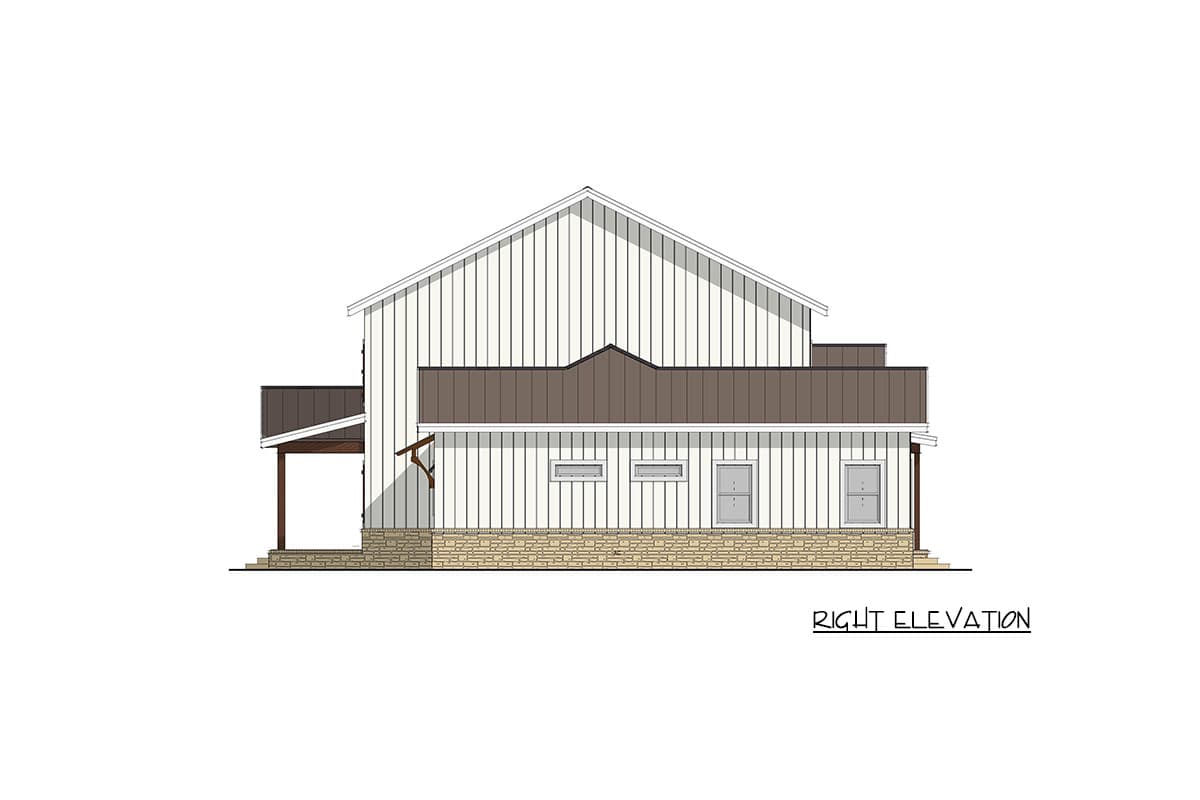 Plan 405163FDC: Modern Barndominium Farmhouse House Plan with 3 Bedrooms and Two-Story Great Room - Image #8 - Barndominium, Farmhouse, New American