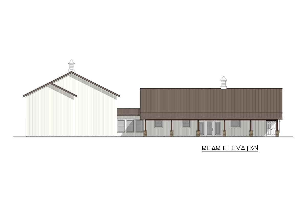 Plan 405164FDC: Barndominium House Plan with 3 Bedrooms and Attached Oversized 2-Car RV-Garage - Image #4 - Barndominium