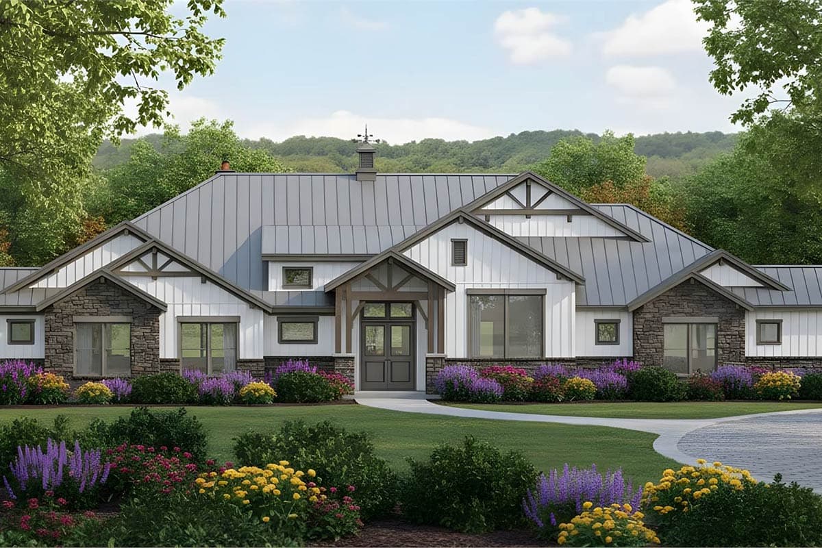Plan 54057LK: Expansive Modern Hill Country House Plan with 4 Beds and Outdoor Kitchen - Image #5 - European, Hill Country, Modern Farmhouse, Ranch, Transitional