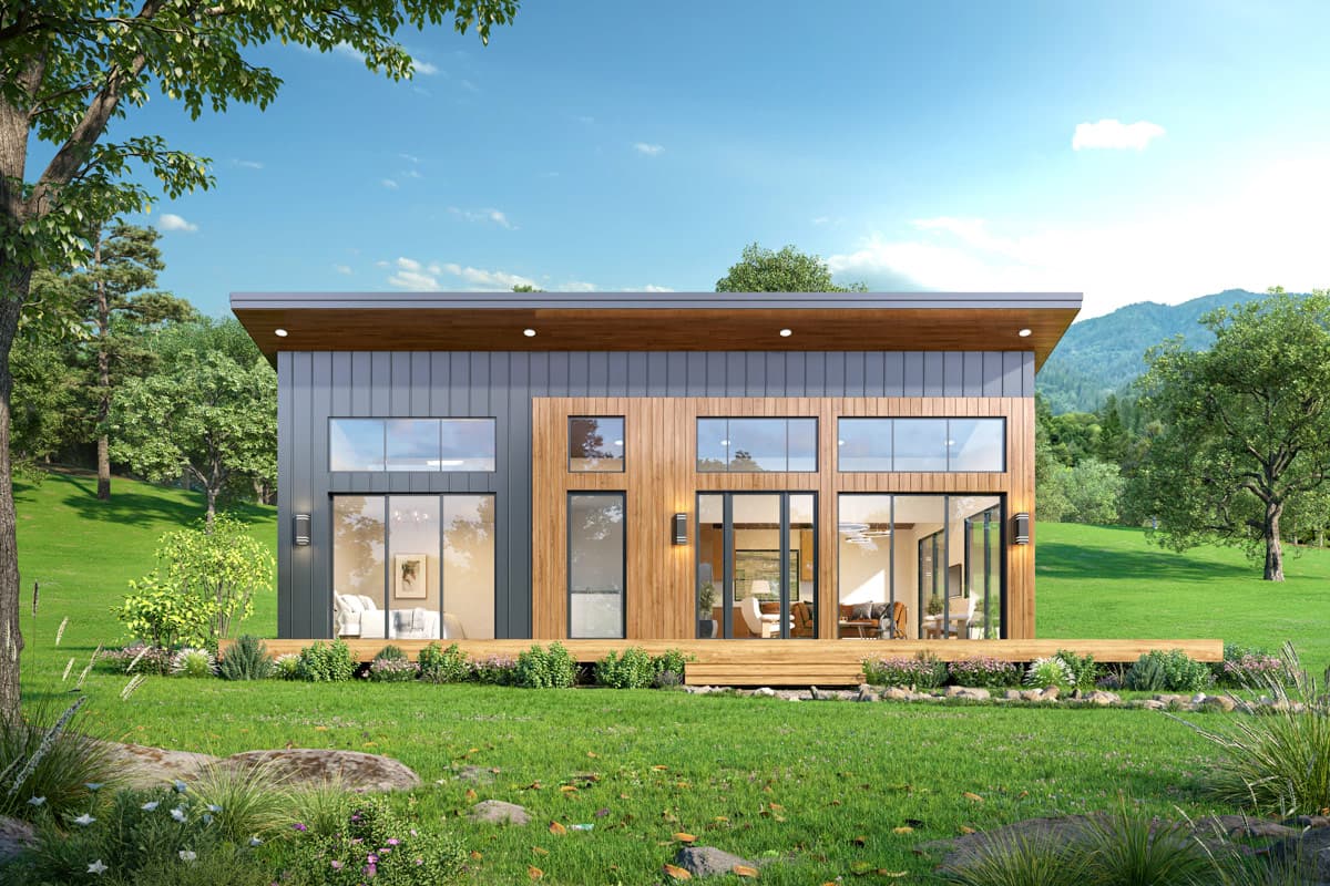 Plan 337012JUN: Modern Mountain Retreat House Plan with Loft and Vaulted Ceilings - Image #2 - Cabin, Contemporary, Cottage, Modern
