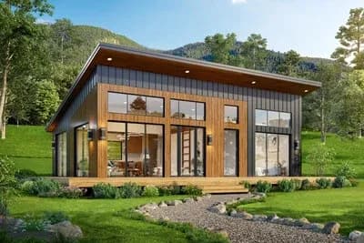 Modern Mountain Retreat House Plan with Loft and Vaulted Ceilings