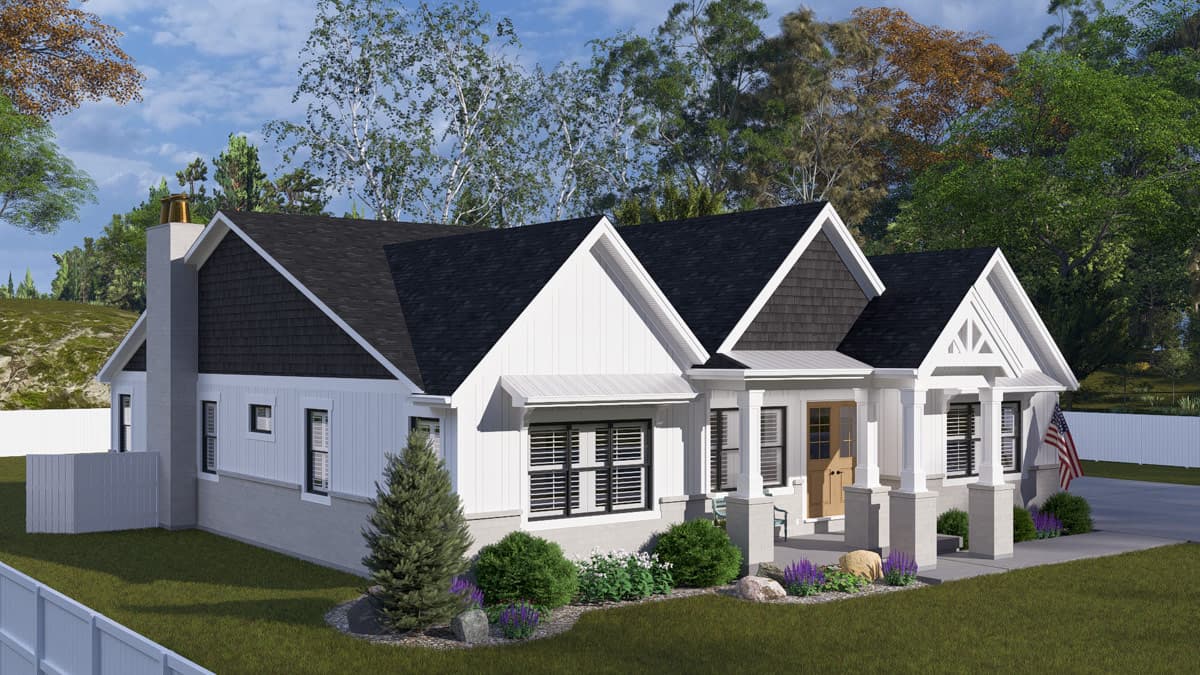 Plan 61754UT: Spacious Modern Farmhouse House Plan with 3315 Sq Ft and Home Office - Image #5 - Modern Farmhouse, Traditional