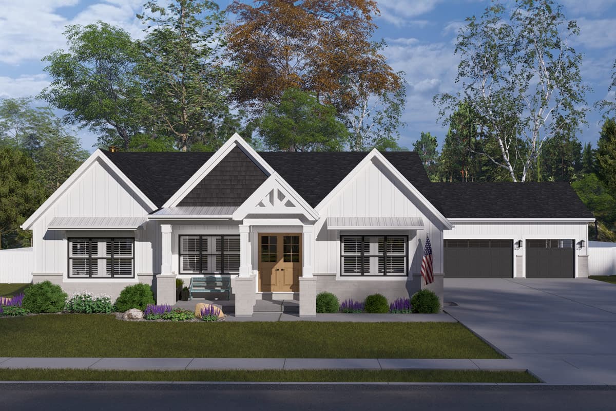 Plan image - 61754UT:Spacious Modern Farmhouse House Plan with 3315 Sq Ft and Home Office
