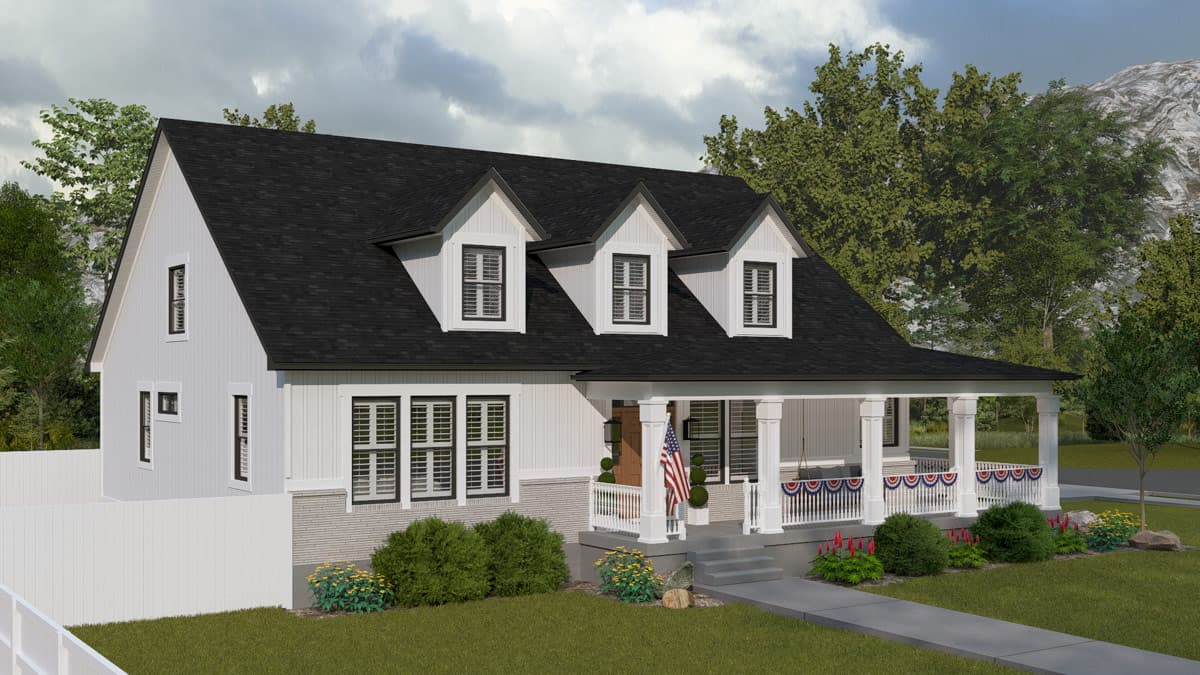 Plan 61755UT: 3-Bedroom Farmhouse House Plan with Wraparound Porch - Image #5 - Craftsman, Farmhouse, Traditional