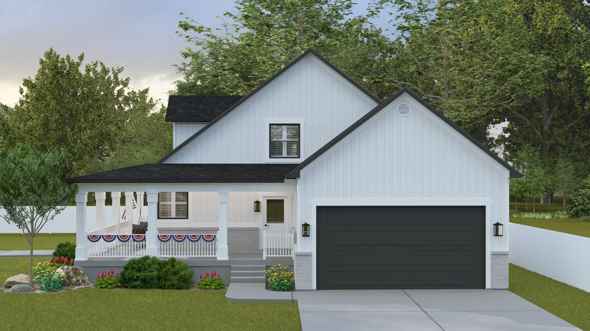 Plan 61755UT: 3-Bedroom Farmhouse House Plan with Wraparound Porch - Image #2 - Craftsman, Farmhouse, Traditional